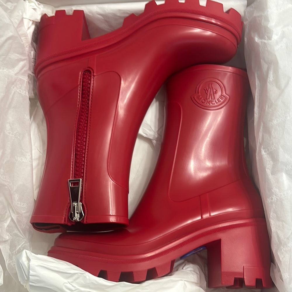 Moncler Red Winter Rain Boots